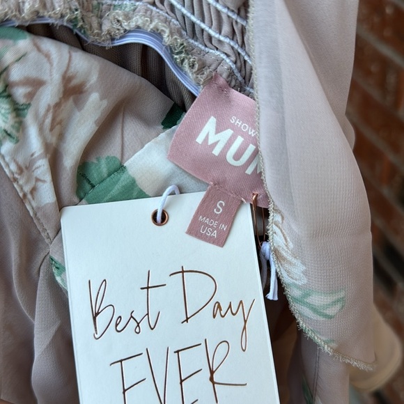 Show Me Your MuMu Reese Ruffle Chiffon Midi Dress Beige Floral Size Small - Picture 10 of 10